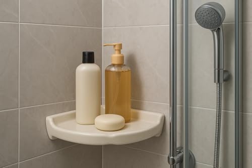Tenedos Bone Almond Glazed Corner Shelf