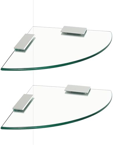 2-Pack Glass Corner Shower Shelves with Aluminum Brackets