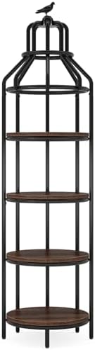 Tribesigns 4-Tier Corner Bookshelf Rustic Brown