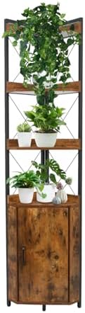 Tall Corner Shelf with 3 Tiers and Doors