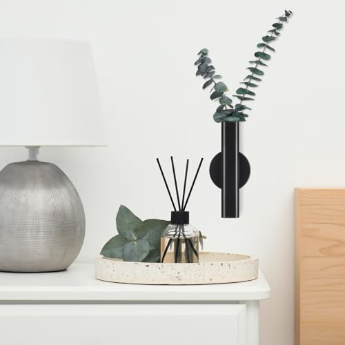 Wall Mounted Flower Tube Black Metal Vase Decor