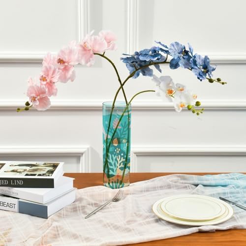 Cartoon Dolphin Diving Green Plastic Cylinder Vase 118x39 Inch Decorative
