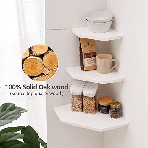 Corner Floating Shelves Set of 2 Solid Oak Wood