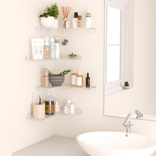 114x16 Inch Acrylic Corner Floating Shelf Set of 4