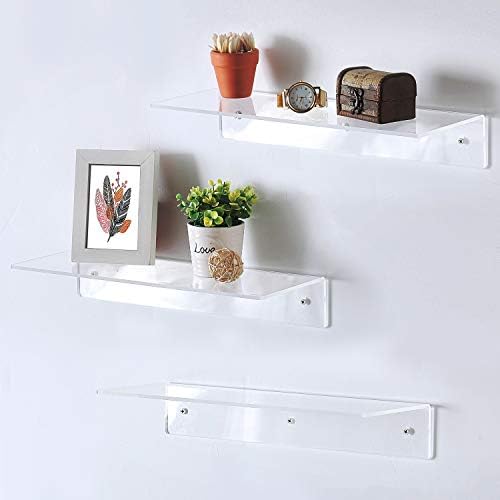 MyGift 17-Inch Clear Acrylic Floating Shelves Set of 3
