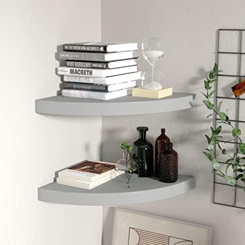 Floating Corner Shelves 2 Pcs Gray MDF