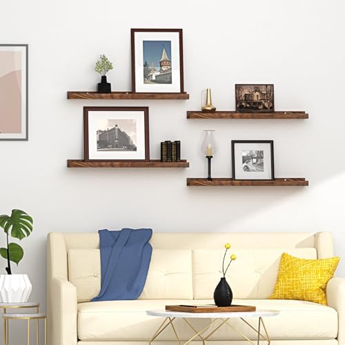 Wood Floating Shelves Set of 4 - 16 Inch Rustic Design
