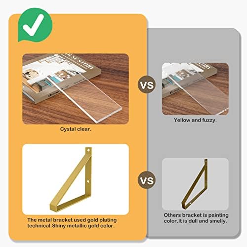 Gold Floating Shelves Set of 3 Clear Shelves 15in
