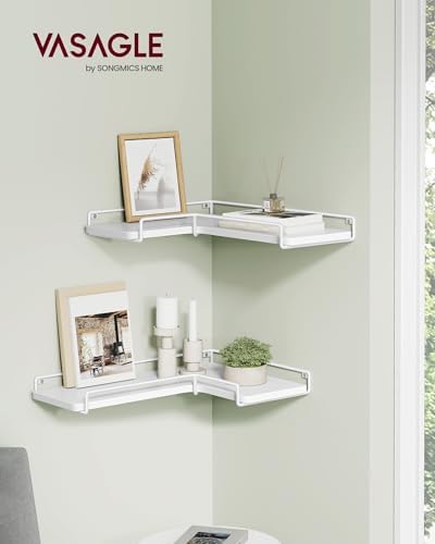 VASAGLE Corner Shelf Wall Mount Set of 2 Cloud White