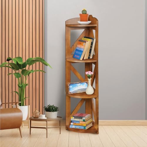YCICI Corner Shelf Stand 4 Tier Natural Wood