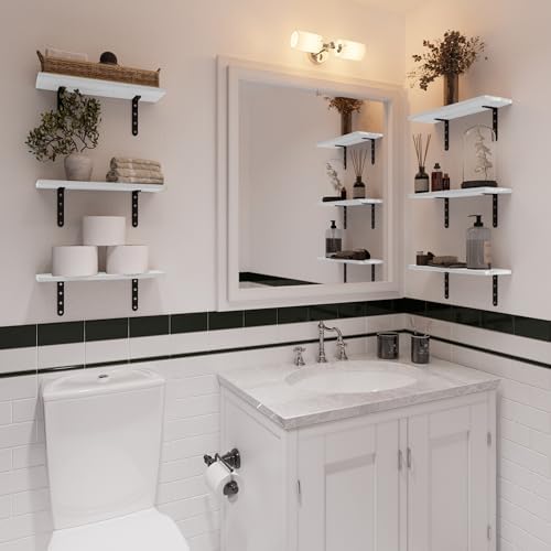 Lavish Home Set of 6 White Floating Shelves