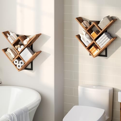HOOBRO Floating Shelves Set of 2 Wall Mounted Bookshelves