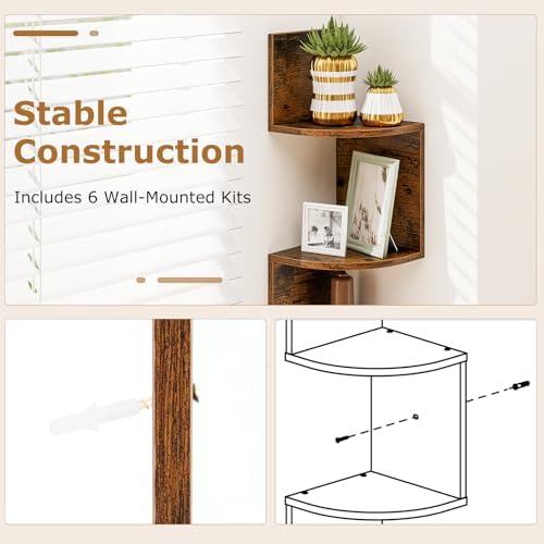Tangkula 5-Tier Corner Shelf Wall Mount
