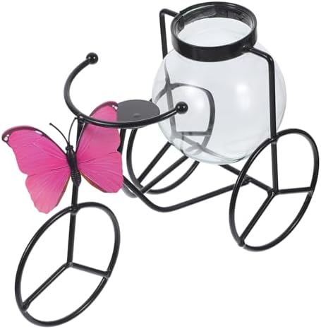 Petryzoom Pedicab Glass Hydroponic Vase with Wrought Iron Holder