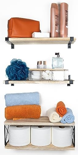 2 Moons Floating Shelves - Light Brown 4 Piece Set