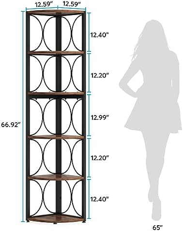 Tribesigns 67 Inch Tall Corner Shelf 6 Tier