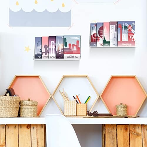 Jetec 24 Pcs Clear Floating Acrylic Shelves for Home Organization
