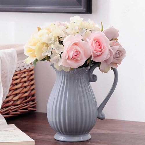 Mobestech Grey Ceramic Dried Flower Vase Home Decor