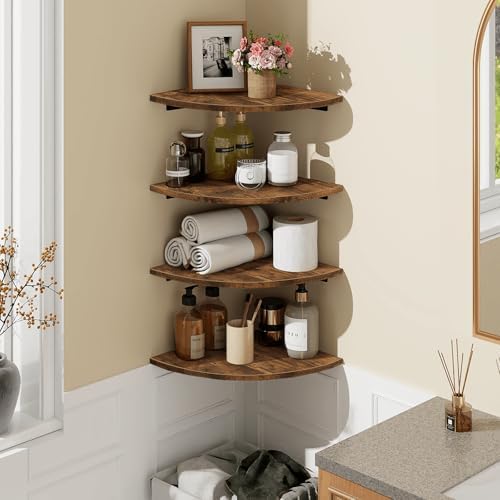 Homode Corner Wall Shelf Set of 4 Rustic Brown