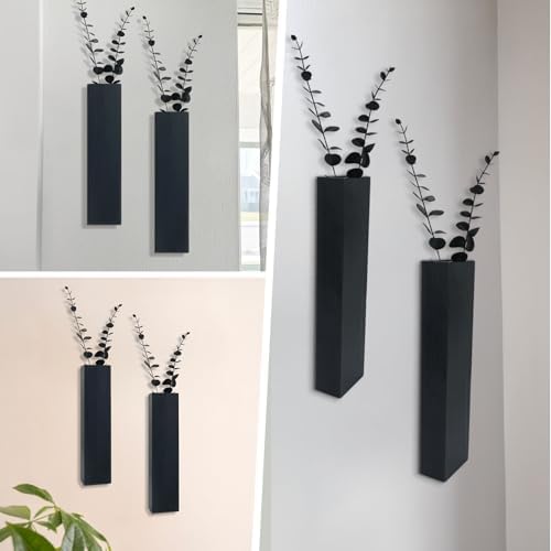 2Pack Wooden Wall Planter with Eucalyptus Stems