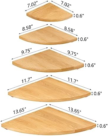 Natural Wood Corner Shelf 14 Inches Floating Display