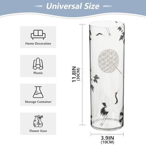 Grey Crane Flower Fan Vase for Home Decor