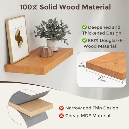 Axeman 24 Inch Floating Shelves Set of 2 Natural Finish