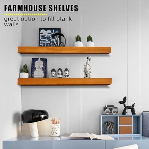 24 Inch Floating Shelves Set of 2 Honey Oak