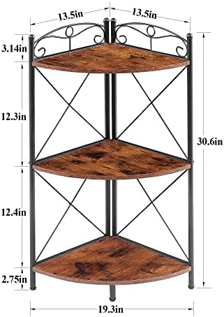 VECELO Corner Table with Storage Shelves