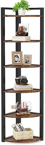 Little Tree 6-Tier Corner Shelf Industrial Bookshelf