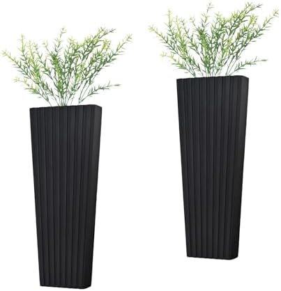 2Pack Black Wood Wall Planter for Dried Flowers and Plants