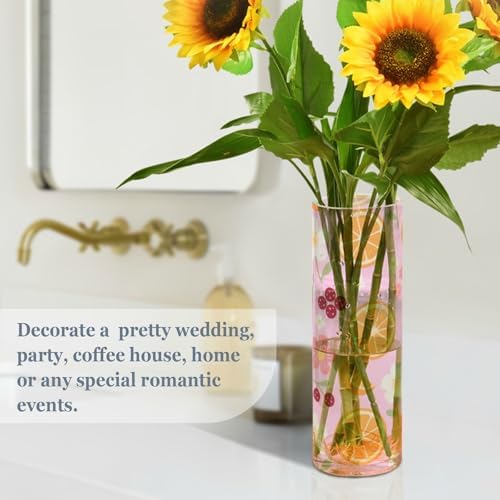 Berry Orange Pear Floral Texture Pink Plastic Cylinder Vase