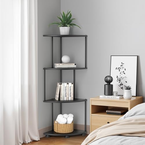Haomsj 4 Tier Metal Corner Shelf Stand 41 Black