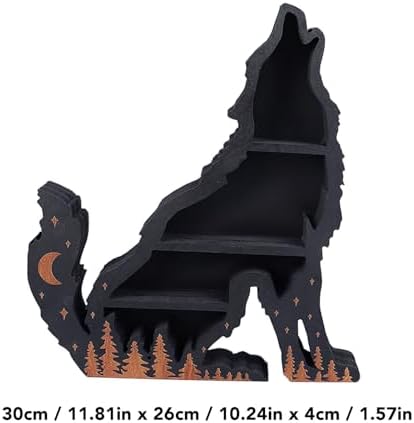 Pssopp Wolf Wooden Crystal Display Shelf