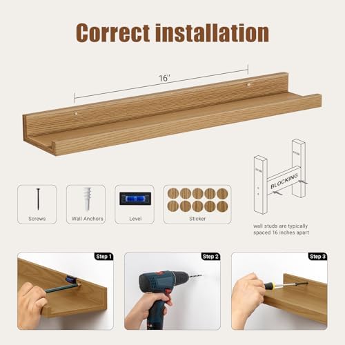 Floating Shelves Set of 6 24 Inch Wall Mounted Display
