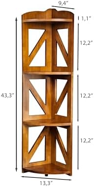 YCICI Corner Shelf Stand 4 Tier Natural Wood