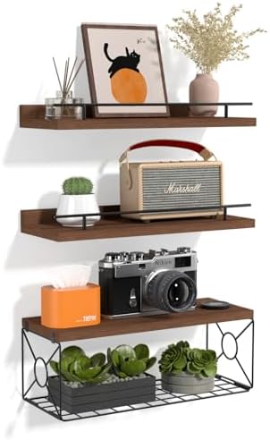 Floating Shelf Wall Decor Set of 3 Brown
