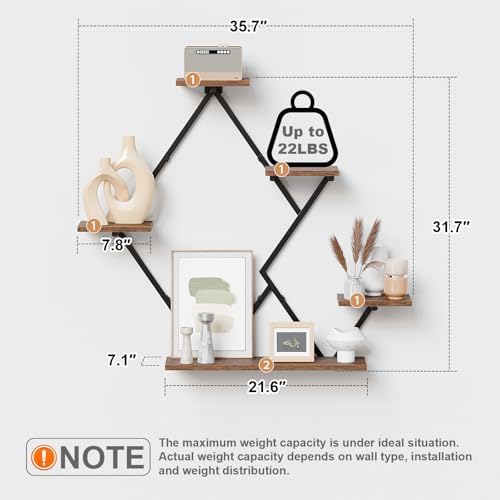 Floating Shelves for Wall Rustic Brown and Black