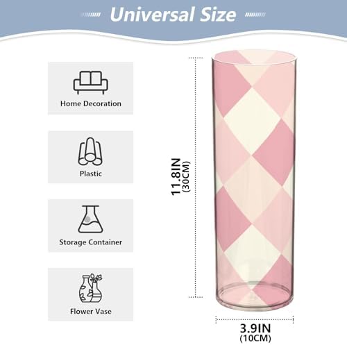 Blush and White Squares Plastic Hurricane Vase 118 x 39 Inch