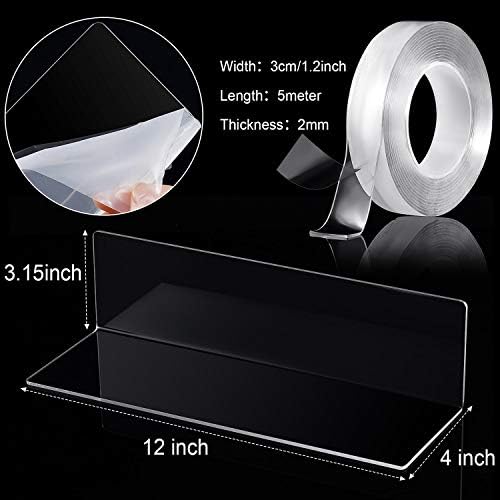 Jetec 8 Piece Acrylic Floating Shelves Clear