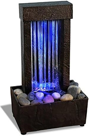 Natures Mark 10 Inch H Mirrored Waterfall Fountain with LED Lights