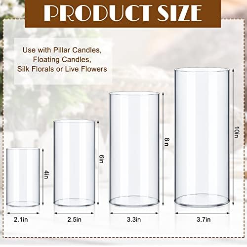 Eaasty 4 Pcs Acrylic Cylinder Flower Vases for Centerpieces