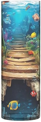 3D Hole White Wall Underwater Scene Cylinder Vase 118 x 39 Inch