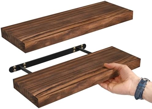 Sorbus Solid Pine Floating Shelves Set of 2