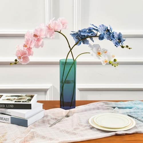 Custom Dark Teal Blue Gradient Vase for Centerpieces