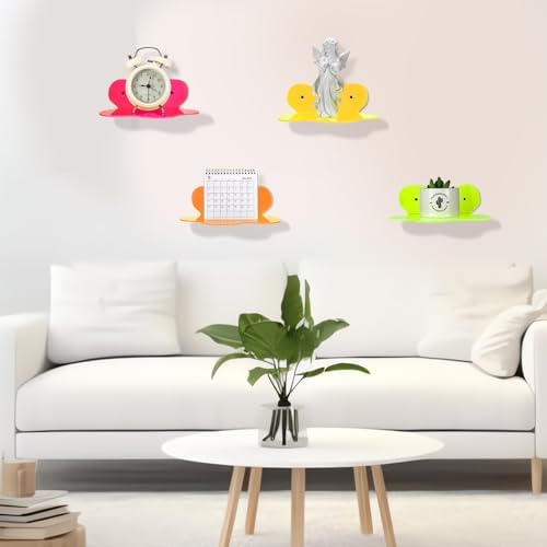 Soaoo 4 Pack Colorful Acrylic Floating Shelves