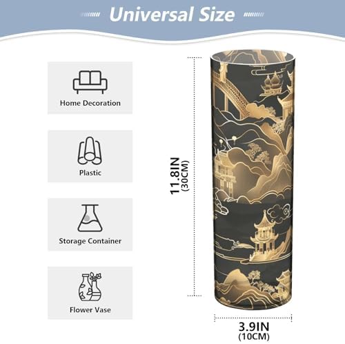 Black and Gold Plastic Hurricane Vase 118 x 39 Inch Unbreakable