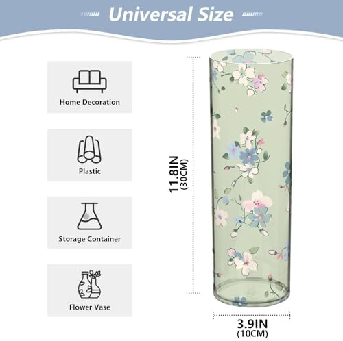 Green Crushed Flower Hurricane Floating Candle Holder Decorative Vase