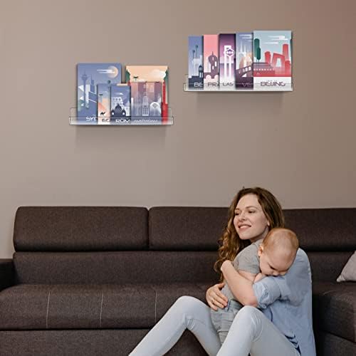 Jetec 24 Pcs Clear Floating Acrylic Shelves for Home Organization