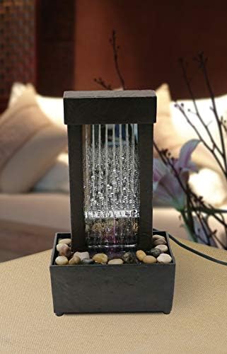 Natures Mark 10 Inch H Mirrored Waterfall Fountain with LED Lights